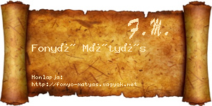Fonyó Mátyás névjegykártya