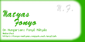 matyas fonyo business card